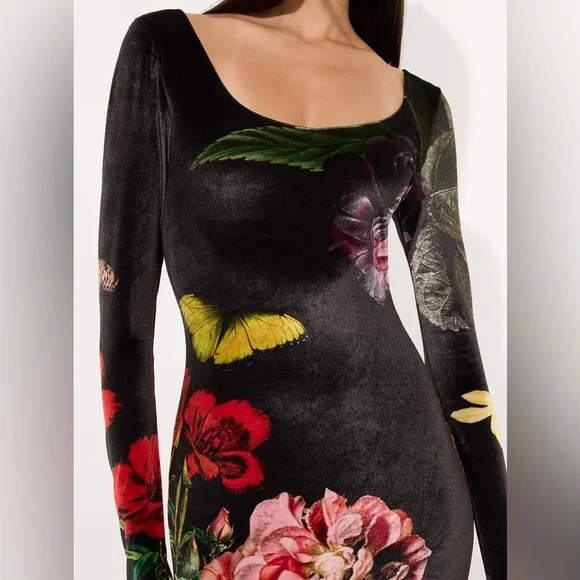 ALICE + OLIVIA DELORA VELVET MIDI DRESS, Size 2, $395 - Picture 4 of 10